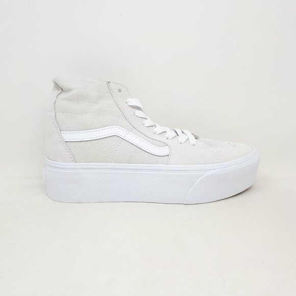 Vans Sk8-Hi Tapered Stackform Platform Shoe Sneaker Light Gray White Womens Size - Picture 1 of 11